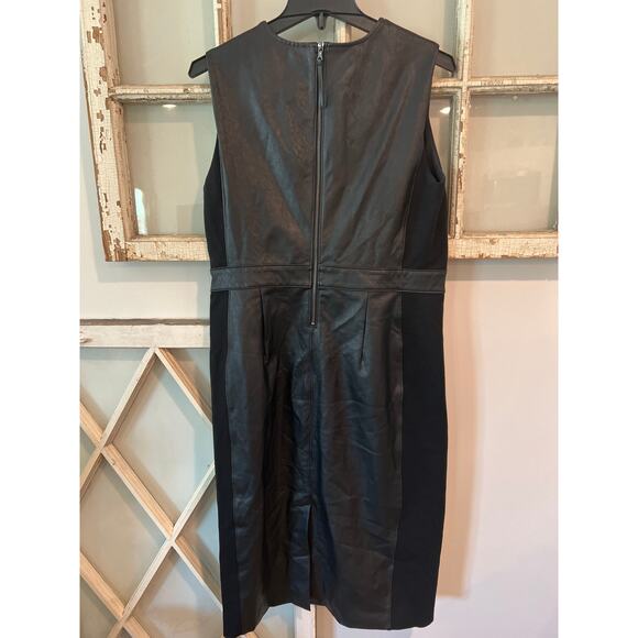 Spanx size large mixed media sheath dress faux leather - Picture 3 of 5